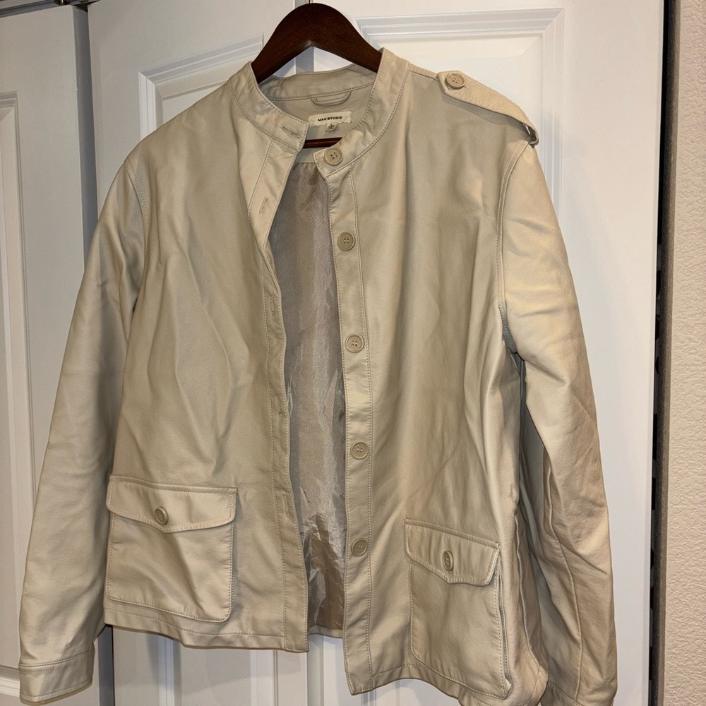 Bomber Style Max Studio Cream Spring Jacket Size Large